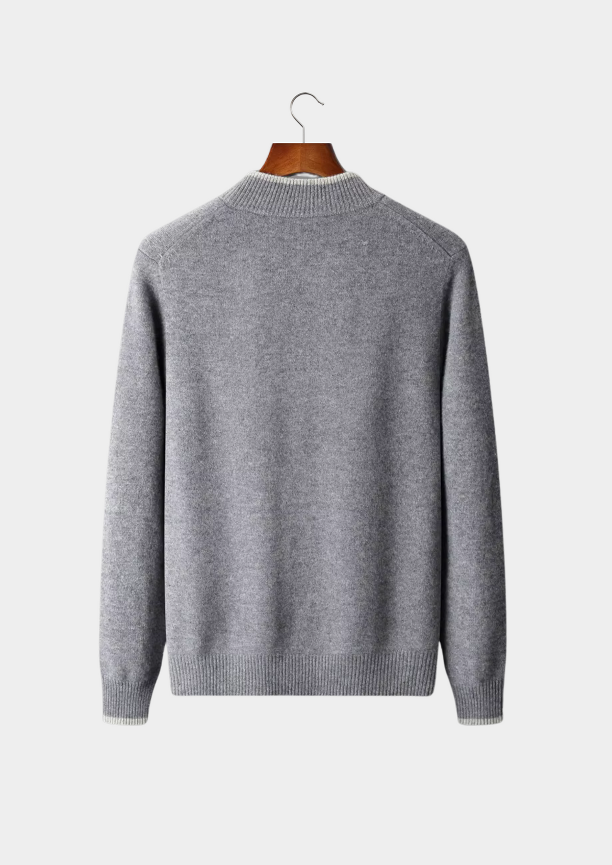 Zweifarbige Merino-Strickjacke mit Reißverschluss