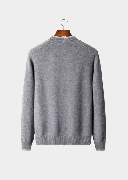 Zweifarbige Merino-Strickjacke mit Reißverschluss