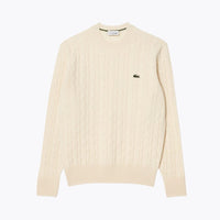 LC Cable Knit Carded Wool Crew Neck Sweater