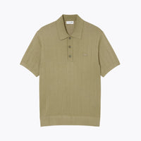 LC Fluid Ribbed Knit Polo Collar Sweater